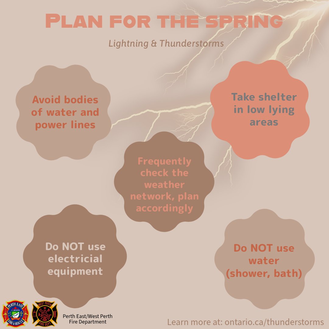 A PLAN FOR EVERY SEASON! 🌷SPRING🌷 Lightning, thunderstorms & high winds can cause damage to buildings & electricity, posing many different hazards. Be prepared by checking weather alerts & have your emergency kit in case of prolonged power outage. #EmergencyPreparednessWeek