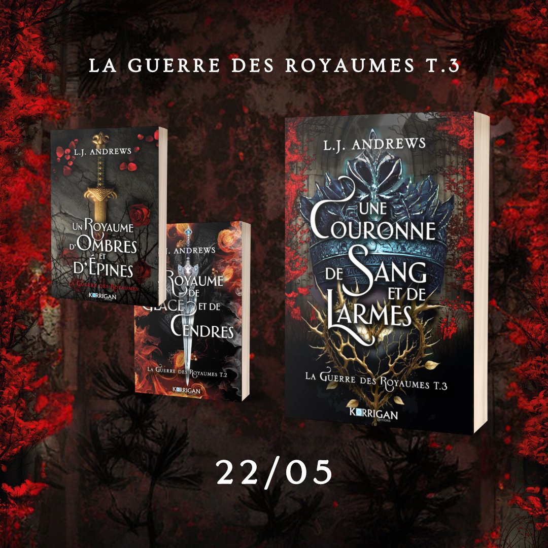 Découvrez la suite de la saga « La Guerre des Royaumes » dès le 22 mai 👑

Retrouvez le tome 3 « Une Couronne de Sang et de Larmes », écrit par L. J. Andrews. 

#bookstagram #livre #lecture #livrestagram #romance #fantasy #romancefantasy #romantasy #roman #fae #royaume #romance