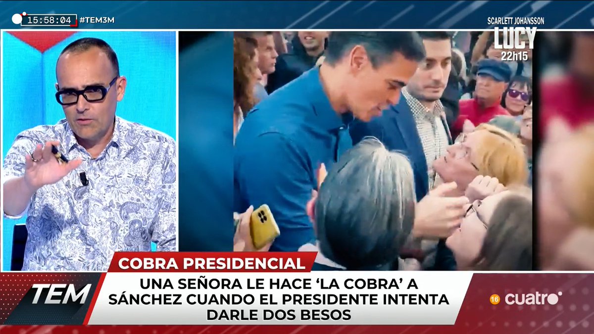 Una señora le hace 'la cobra' a Sánchez cuando el presidente intenta darle dos besos cuatro.com/en-directo/ #TEM3M