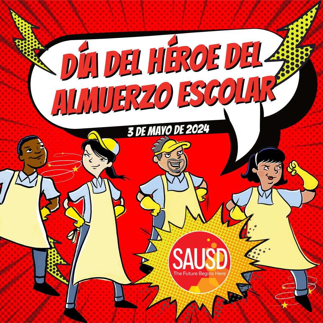 Happy #SchoolLunchHeroDay to our amazing staff! Your dedication ensures our students enjoy healthy, delicious meals every day. Thank you for all you do! 🍎🥪🥗👩‍🍳👨‍🍳 

#WeAreSAUSD #SAUSDBetterTogether
