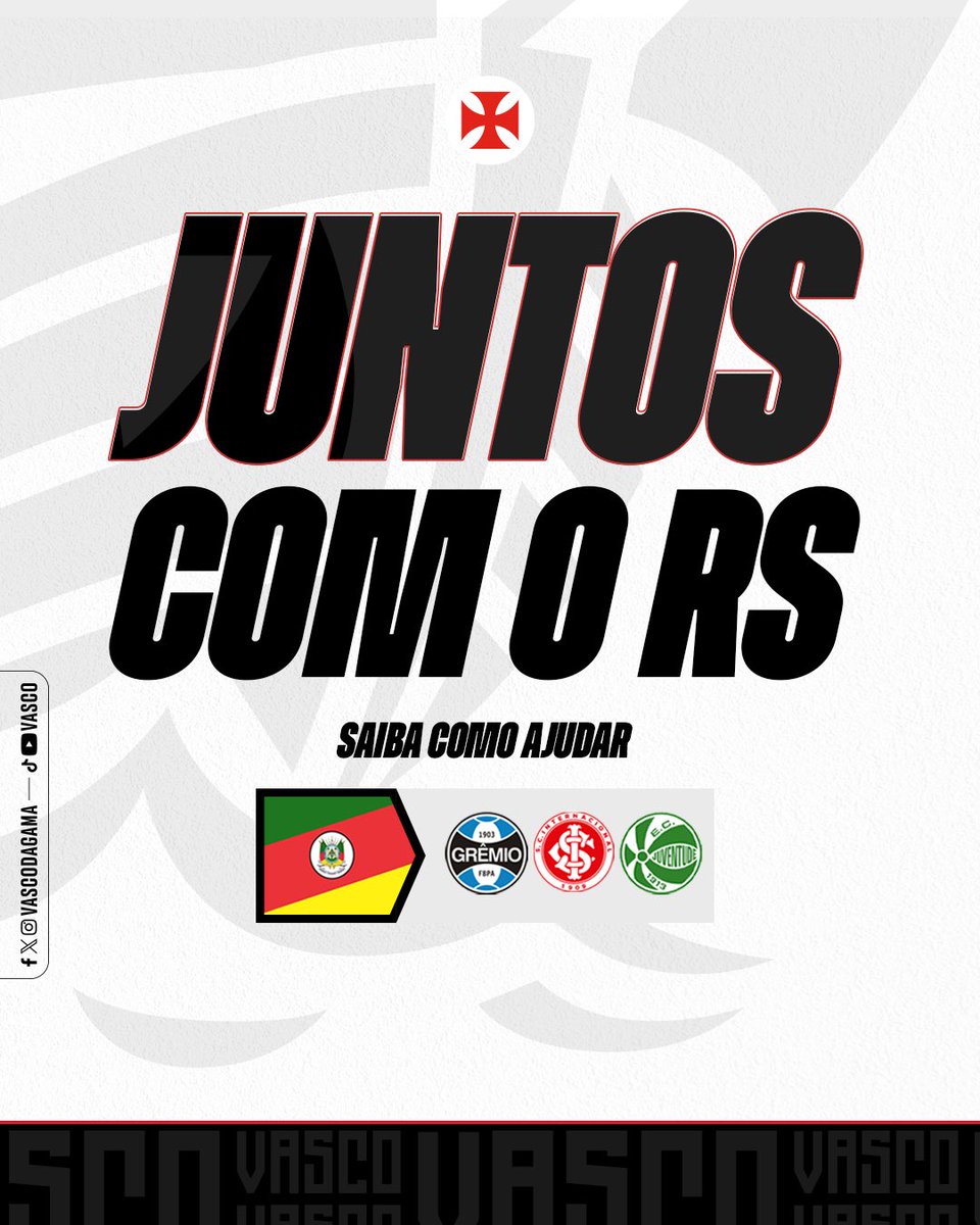 O Vasco da Gama se coloca como apoio de divulgação das informações para arrecadação de doações destinadas ao Rio Grande do Sul, novamente atingido por fortes chuvas. Clubes de futebol gaúchos como Grêmio, Internacional e Juventude colocaram suas estruturas a disposição para…