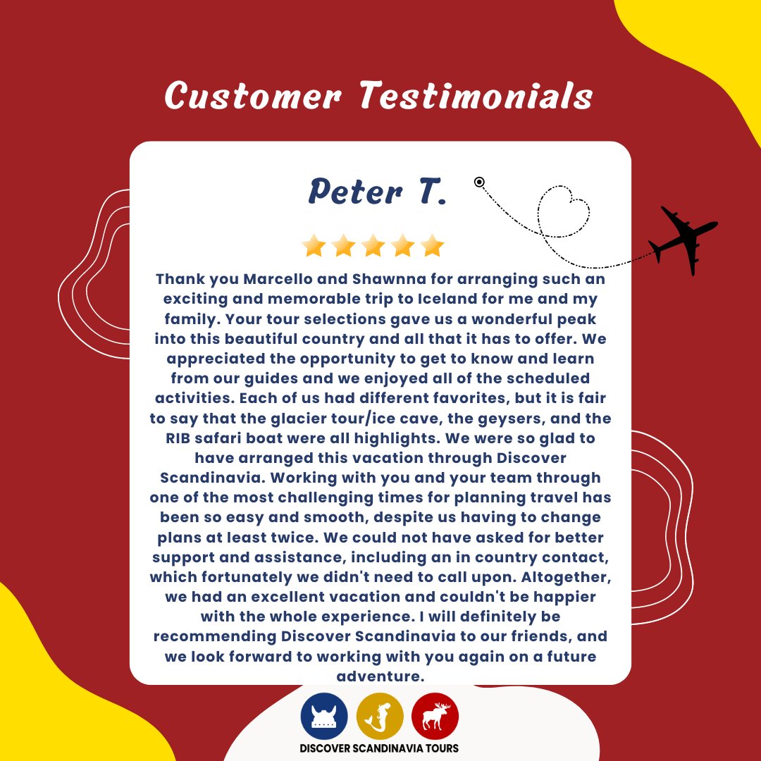 Peter - We are happy to hear that the whole family had a wonderful time in Iceland, and we couldn't agree more, it is such a beautiful country! 

discoverscandinaviatours.com

#happycustomers #reviews #customerreviews #testimonial #smallbusiness #discoverscandinaviatours