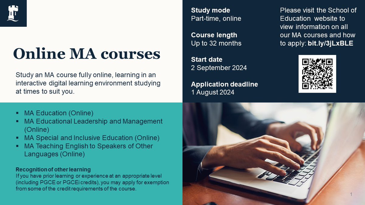 Our online MA courses are studied part-time to fit in with a busy professional life. Courses start 2 September. bit.ly/3jLxBLE