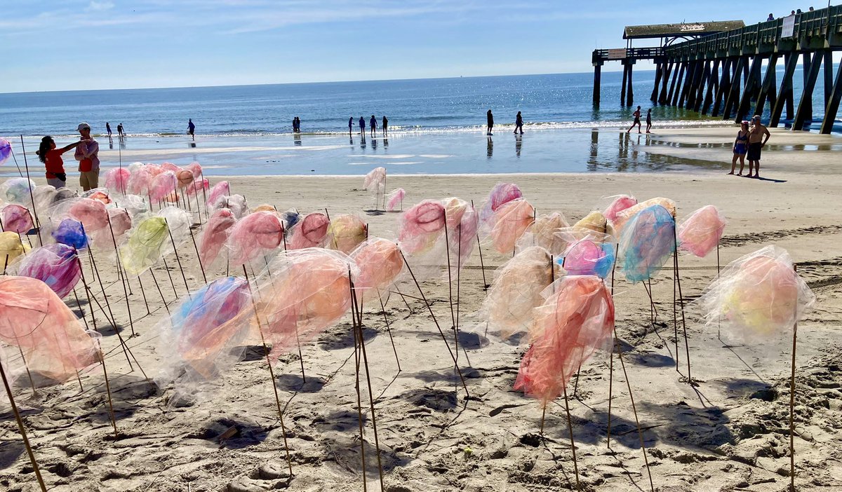 kind of loving all the tulle in the wind at SCAD Sand Art Festival on Tybee