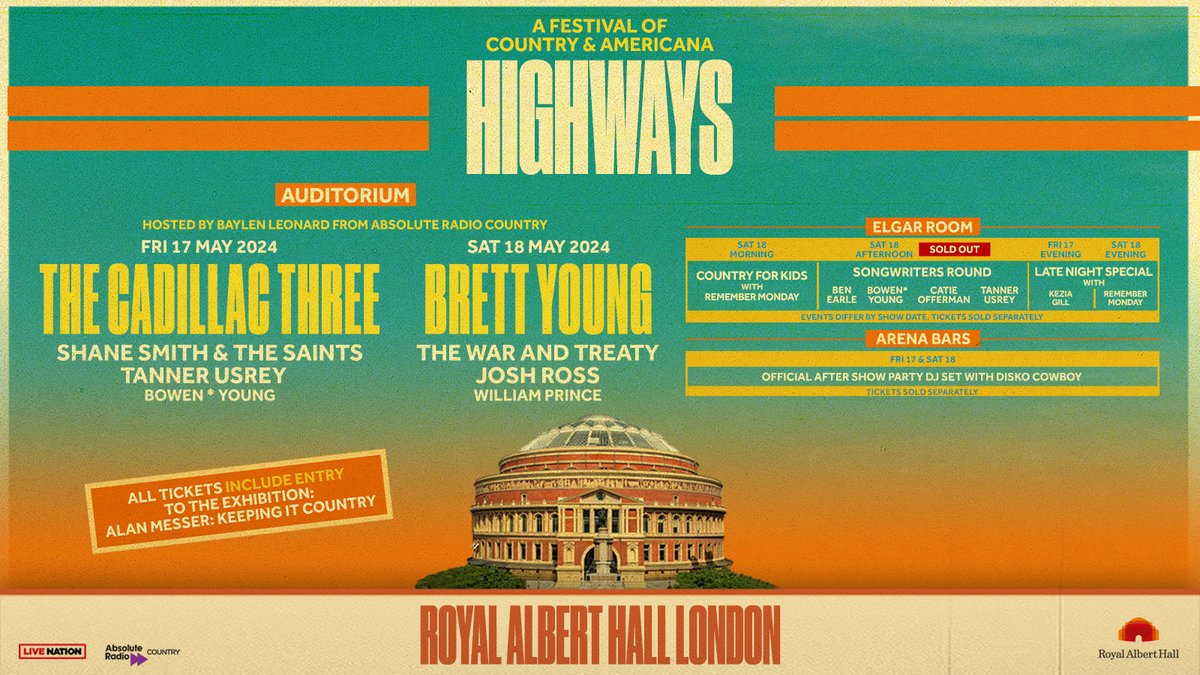 2 weeks until #HighwaysFestival! Don't miss out on this incredible line-up of Country and Americana stars, snap up the final remaining tickets now 🎟️ ow.ly/KtK450RvAXj