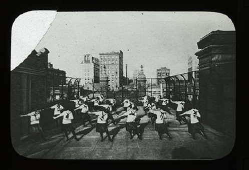 Don't these Packer students look like they could be filming a TikTok? In every history, our present. . . . [Gym class on the roof], circa 1911, 2014.019.17.05.039b; Packer Collegiate Institute records (2014.019)