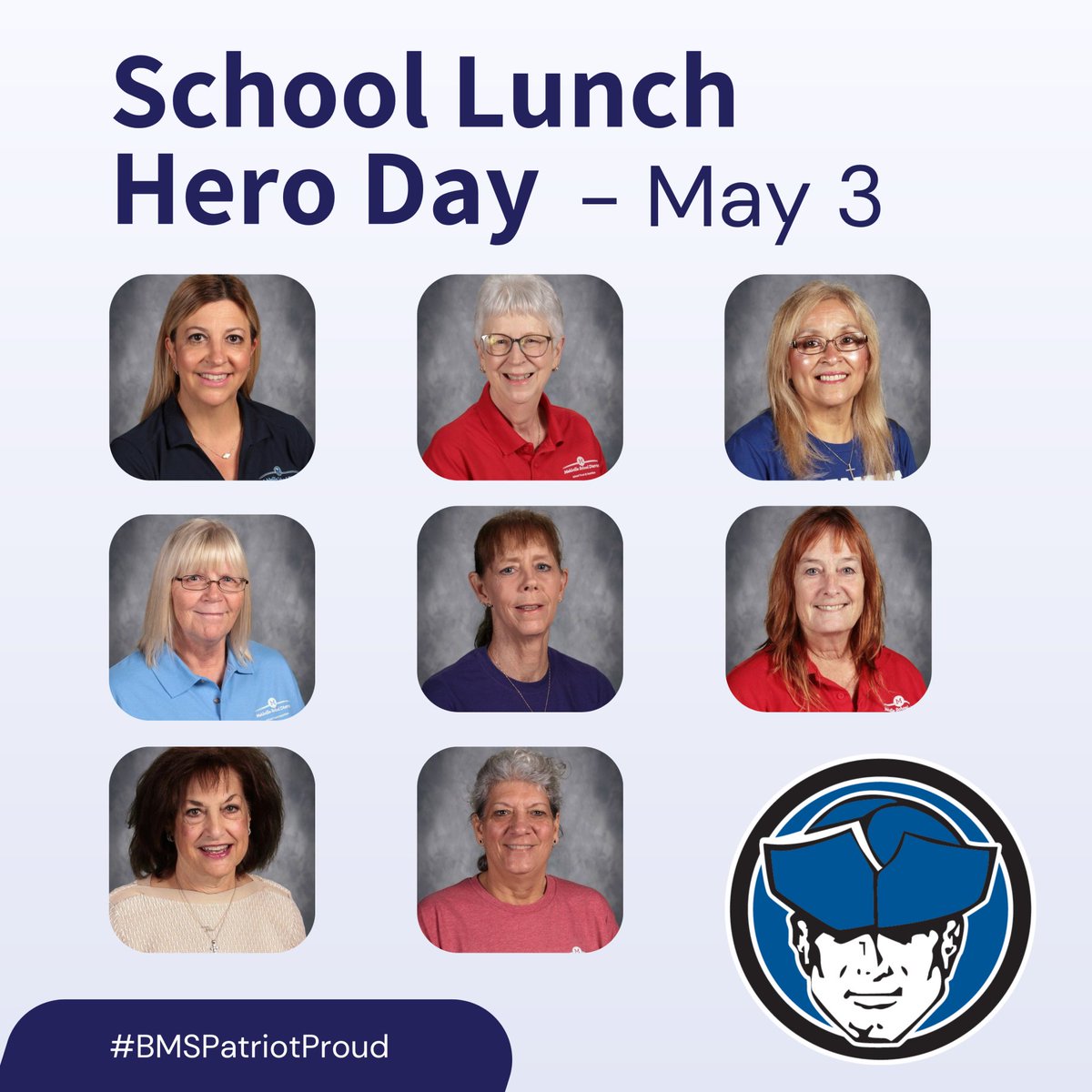 On behalf of the entire school community, we would like to extend our sincerest appreciation and gratitude to the hardworking and dedicated Bernard Cafeteria staff. Thank you for everything you do! #BMSPatriotProud #MSDR9