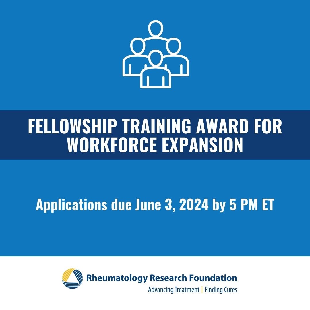 The Fellowship Training Award for Workforce Expansion supports the training of #rheumatology fellows at an institution that has been unable to fill their ACGME-approved slots. Learn more & apply by 6/3: rheumresearch.org/education-and-… #RheumRFA