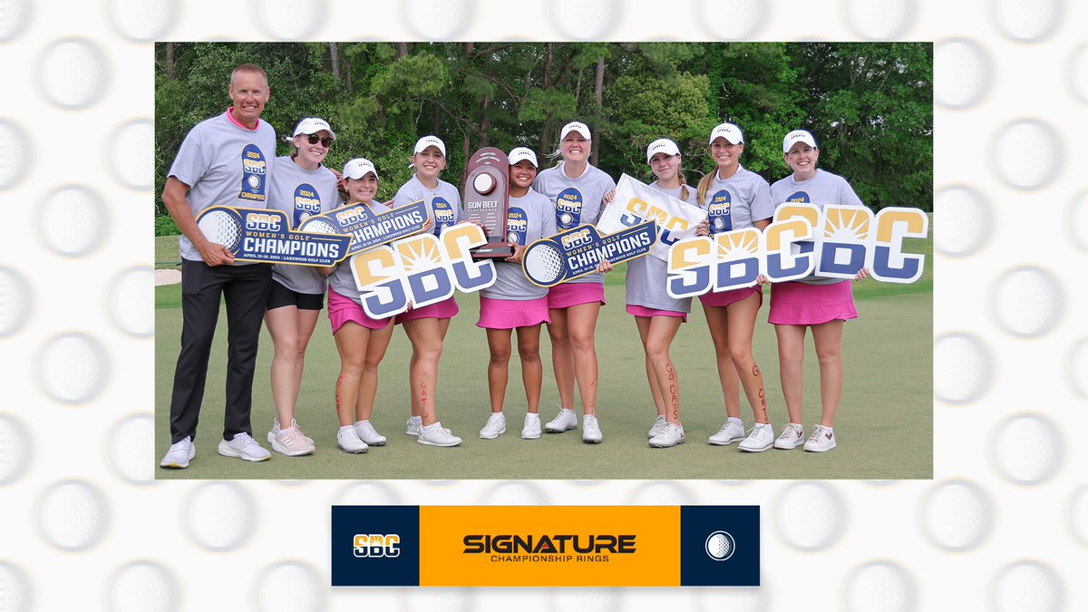 𝗥𝗜𝗡𝗚 𝗦𝗘𝗔𝗦𝗢𝗡.

After @txstatewgolf tees off at NCAA Regionals beginning May 5, the Bobcats will commemorate their 2024 #SunBeltWG championship season with @signaturerings on their fingers. ☀️⛳️