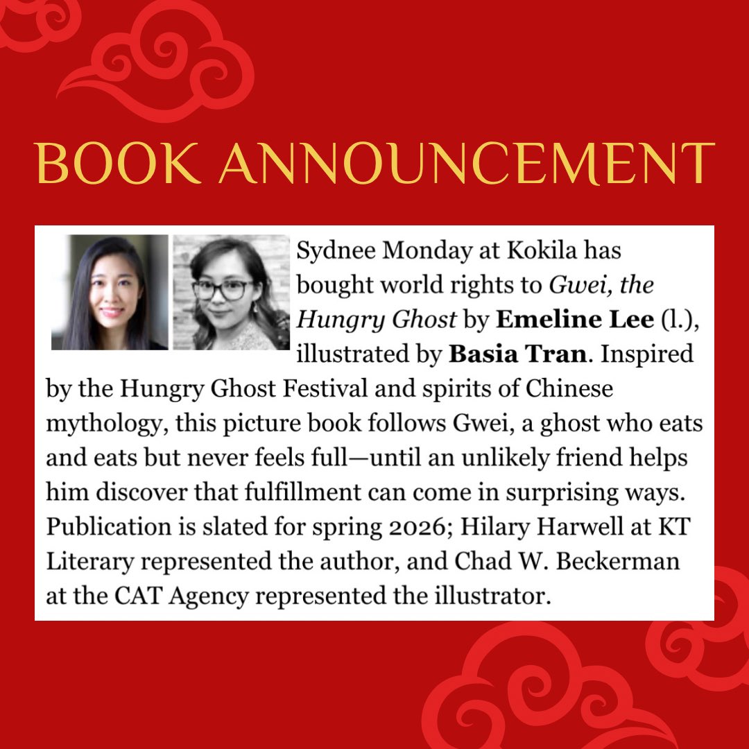 Emeline Lee (@emelineleebooks) on Twitter photo Thrilled to parter with <a href="/TranBasia/">Basia</a> on this spooktacular story filled with ghosts, food, and friendship! 👻🥟🥰
A huge thank you to my editor, <a href="/sydneemonday/">sydnee</a> and <a href="/KokilaBooks/">Kokila</a> along with my agent, @HilaryHarwell and <a href="/ktliterary/">KT Literary</a>. Thanks to <a href="/PWKidsBookshelf/">Children's Bookshelf</a> for announcing! 🎉 Thrilled to parter with <a href="/TranBasia/">Basia</a> on this spooktacular story filled with ghosts, food, and friendship! 👻🥟🥰
A huge thank you to my editor, <a href="/sydneemonday/">sydnee</a> and <a href="/KokilaBooks/">Kokila</a> along with my agent, @HilaryHarwell and <a href="/ktliterary/">KT Literary</a>. Thanks to <a href="/PWKidsBookshelf/">Children's Bookshelf</a> for announcing! 🎉