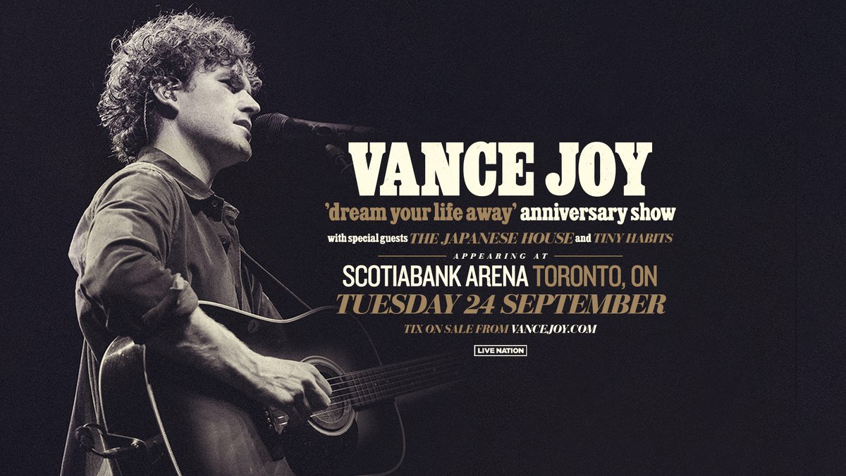 ON SALE NOW: @vancejoy brings his ‘dream your life away’ Anniversary Show to #ScotiabankArena on September 24 with special guests @Japanesehouse and @tinyhabs 🤍 🎟 bit.ly/4boShU7