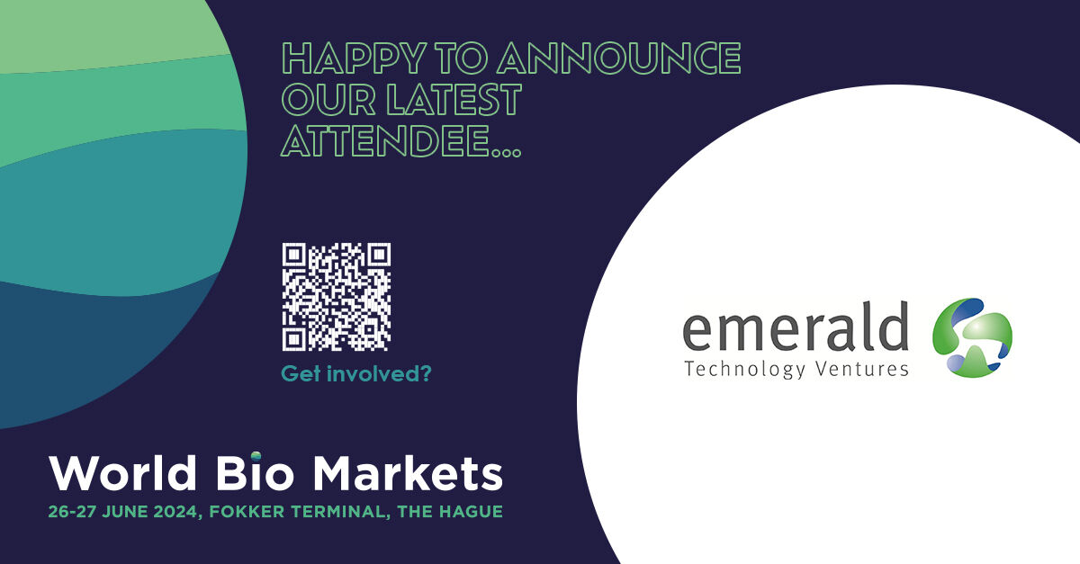 Our next announcement is welcoming Emerald Technology Ventures to #WBM24

You can join them at #WorldBioMarkets to explore opportunities for collaboration & investment in sectors such as energy, water, food, and mobility.  bit.ly/3TXZvYc