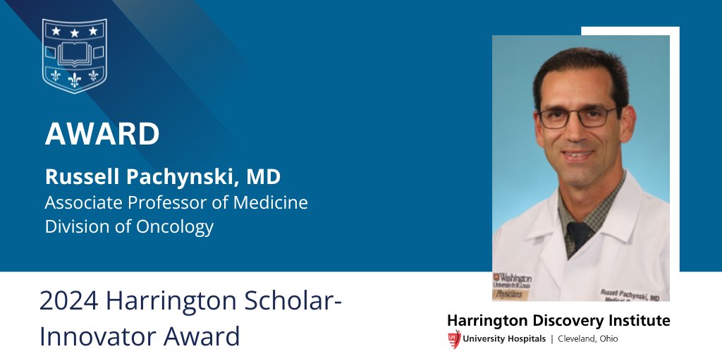 Congratulations to Russell Pachynski, MD, Associate Professor of Medicine, @WashUOnc on receiving the 2024 @HarringtonDI_UH Scholar-Innovator Award for research work on – Tumor-Targeted Therapeutic that Recruits Immune Cells. @WUSTLmed Learn more > internalmedicine.wustl.edu/pachnyski-rece…