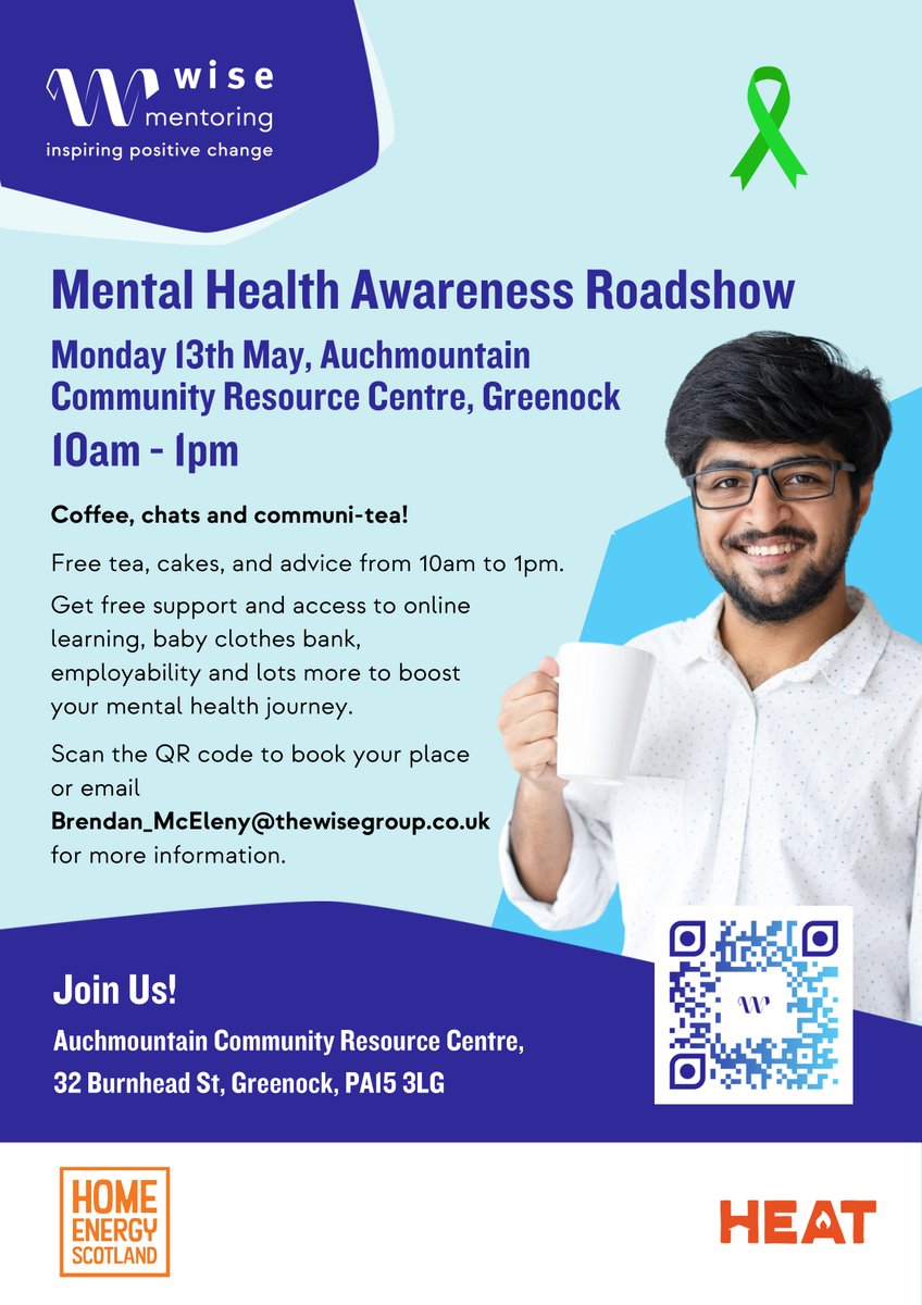 We are attending the @wisegroup_se Mental Health Awareness Roadshow!😁 Learn about our new project, Living Well Inverclyde - a free lifestyle management course that will help you learn techniques to reduce stress, and give you the tools you need to manage better and live well.