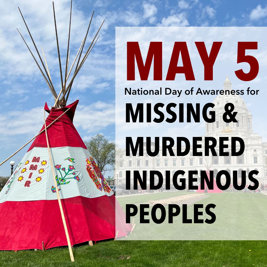 🗓️ REMINDER: Sunday, May 5, is the National Day of Awareness for #MMIP. Want to learn more about the crisis of Missing and Murdered Indigenous Peoples and how to take action? Visit our website: bit.ly/3WjGlit #MMIP #MMIWR