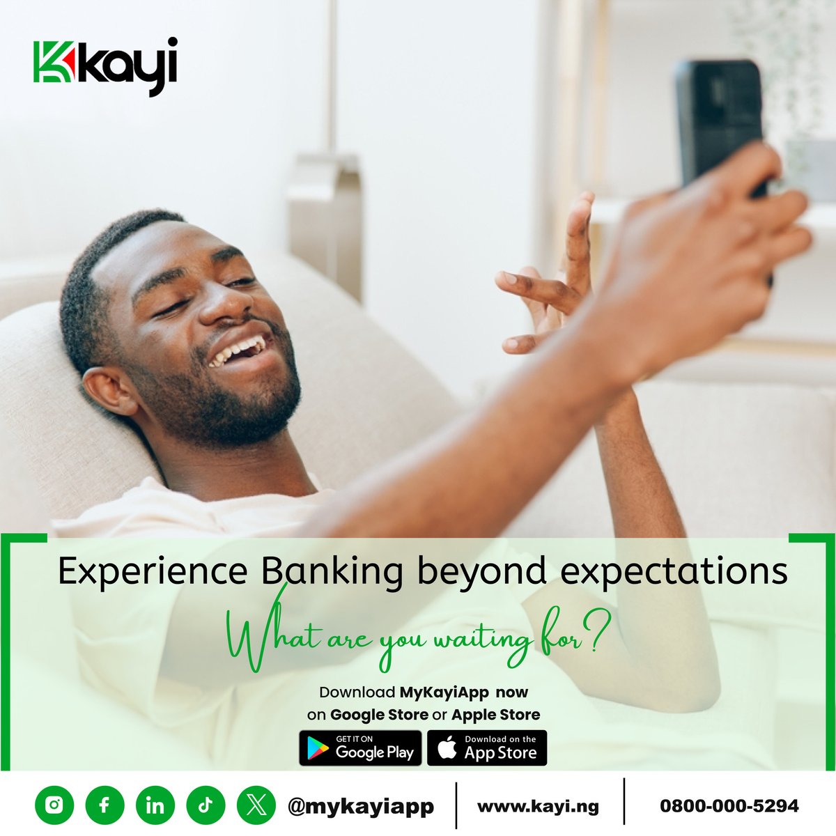 Elevate your banking experience, millennials! Experience seamless transactions, and unparalleled convenience with Kayiapp. Download now on your play store and apple store for a banking experience like no other!

#MyKayiApp #NowLive #Kayiway #DownloadNow #downloadmykayiapp