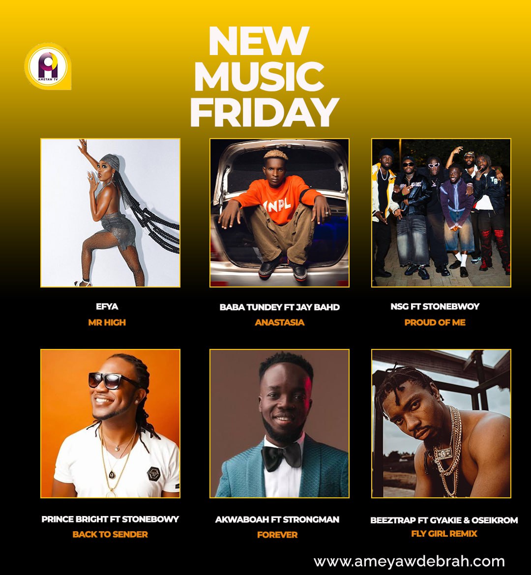 #NewMusicFriday: Here are some of the latest Ghanaian tracks to add to your playlist!

Cc: @EFYA_Nokturnal @baba_tundey_ @nsg_music
@princybright @akwaboahmusic
@beeztrapkotm

#Updateyourplaylist
#ameyawtv