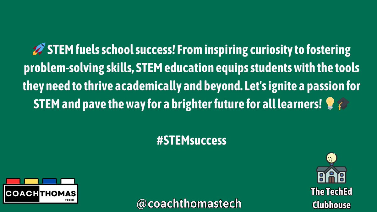 🚀 STEM fuels school success! From inspiring curiosity to fostering problem-solving skills, STEM education equips students with the tools they need to thrive academically and beyond. Let's ignite a passion for STEM and pave the way for a brighter future for all learners! 💡🎓