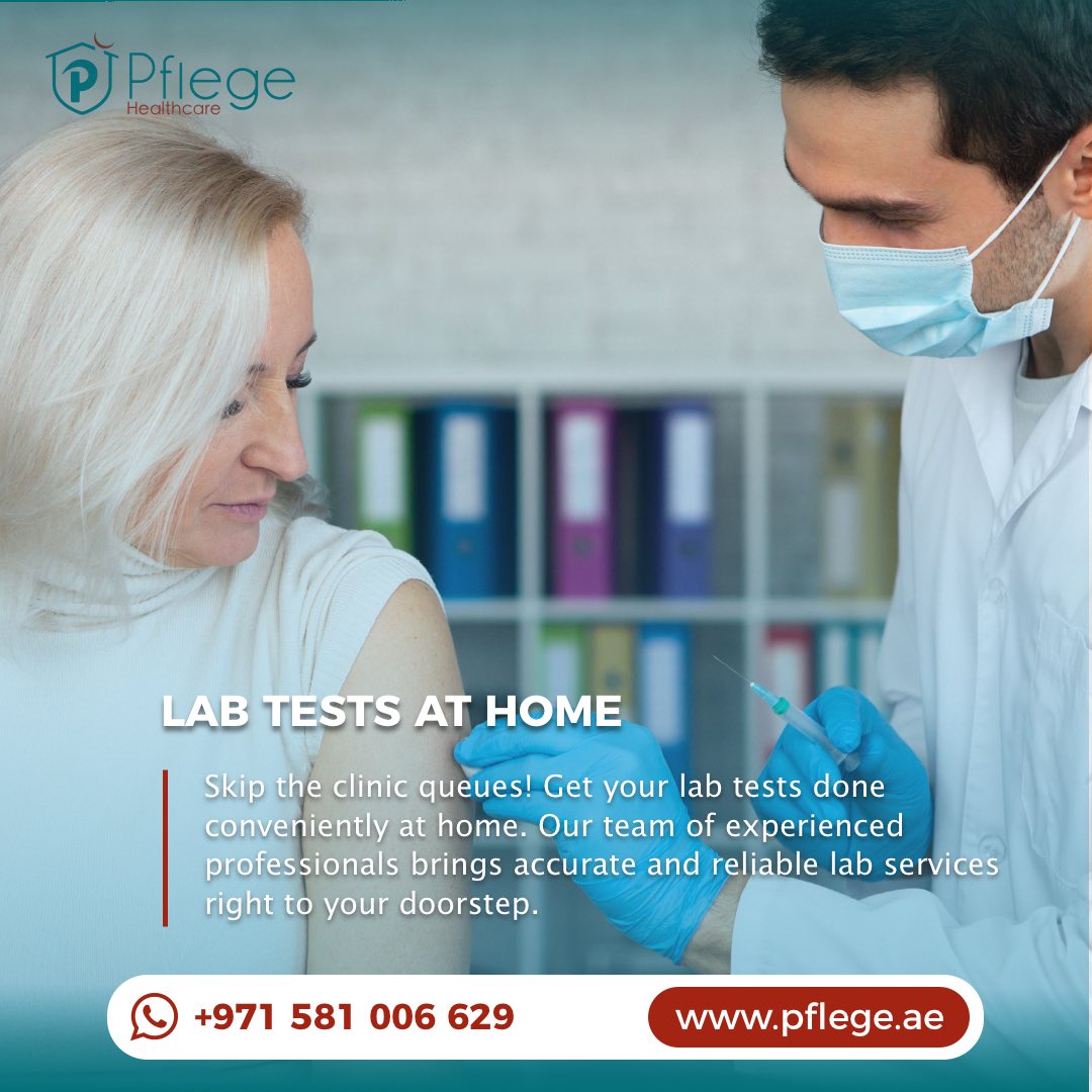 🔬 Lab Tests at Home in Dubai 🏠
.
Skip the clinic queues!
.
📞 Contact us today at [800 735 343] to book your home lab test appointment.
.
#HomeLabTests #DubaiHealthcare #LabTestingDubai #HealthCheckup #ConvenientHealthcare #StayHomeStayHealthy #pflege #pflegehealthcare 
.