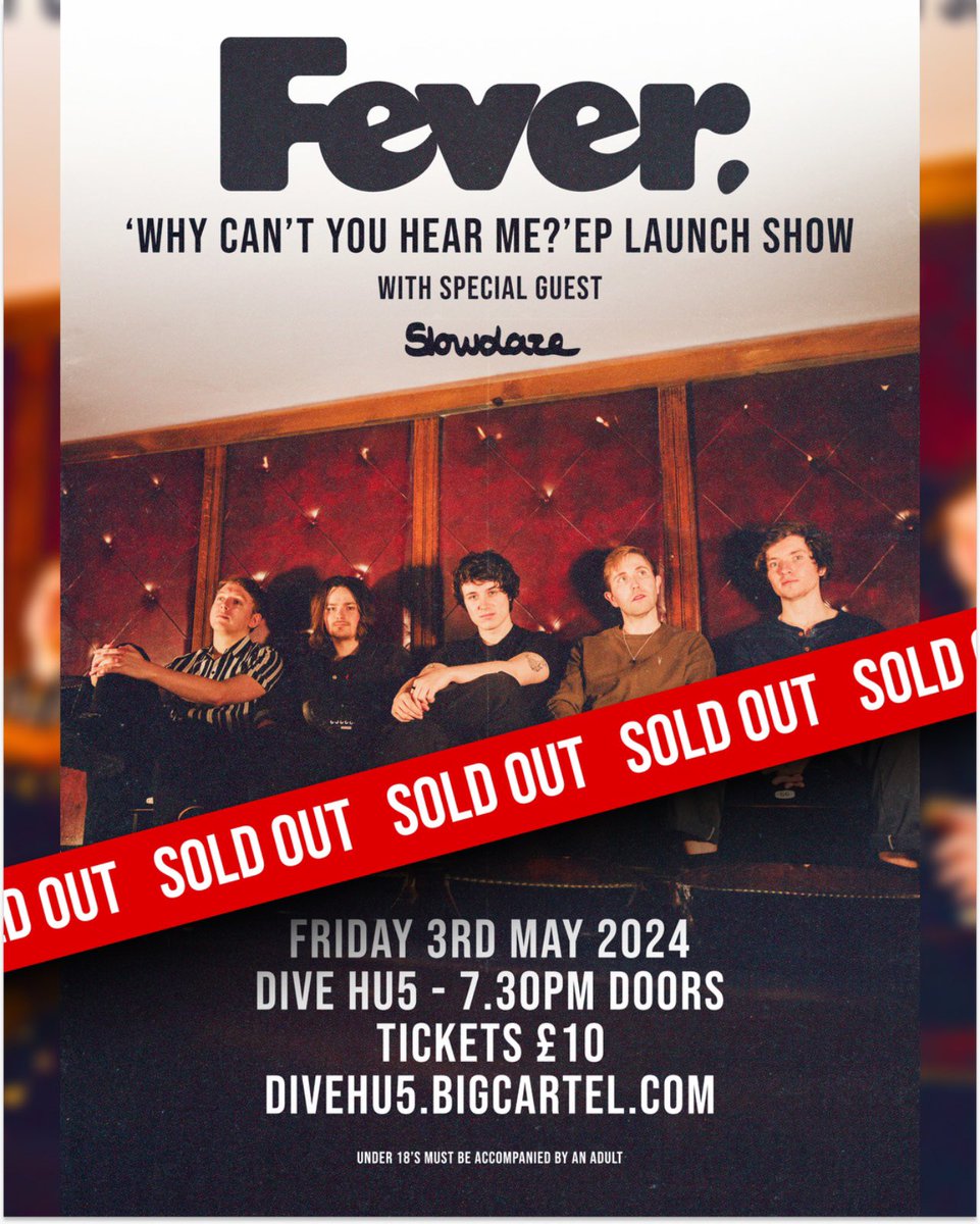 Tonight! Hometown ep launch show @DIVEHULL. It’s completely sold out, meaning there will be no tickets on the door unfortunately… Doors 7.30pm Slowdaze 8.15pm Us 9.15pm See you all later on! X