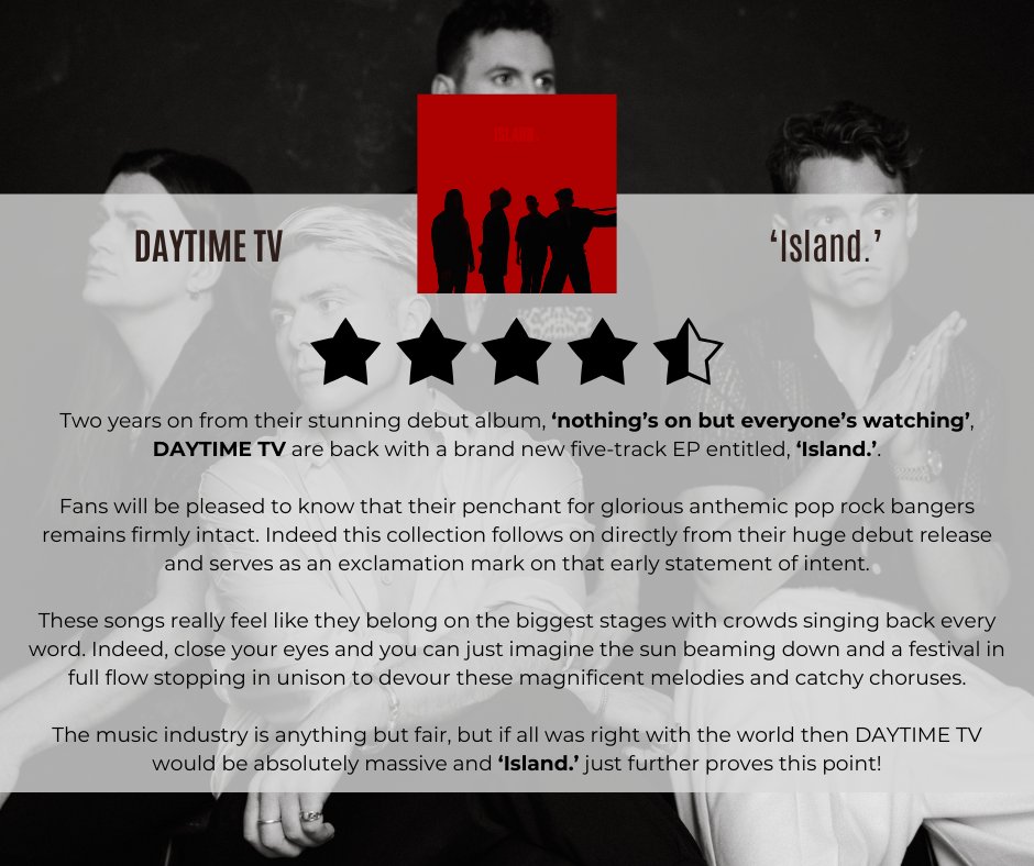 EP REVIEW: DAYTIME TV share their brand new EP, 'Island.'! @DTTVOfficial - #island Read our review 👇 fullpeltmusic.com/2024/05/daytim…