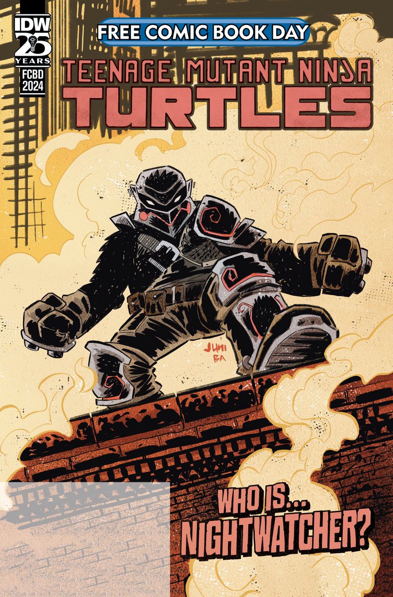 Who is Nightwatcher? This and more Turtle antics can be found in the #FCBD2024 issue of TMNT. Make sure to head to a participating comic store on May 4th! Find which comic stores are participating here: freecomicbookday.com/StoreLocator #FCBD #TMNT #NightWatcher @Freecomicbook