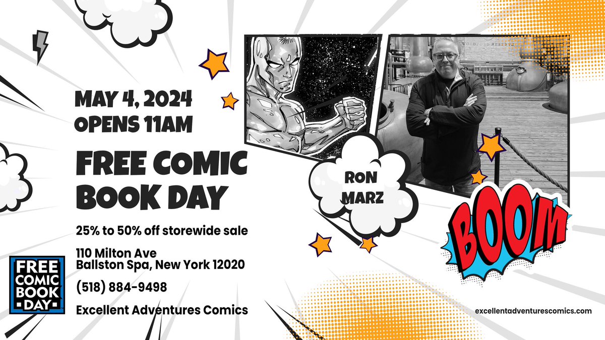Tomorrow is FREE Comic Book Day. Stop by and check out our Guests and our Sale. The fun starts at 11am.