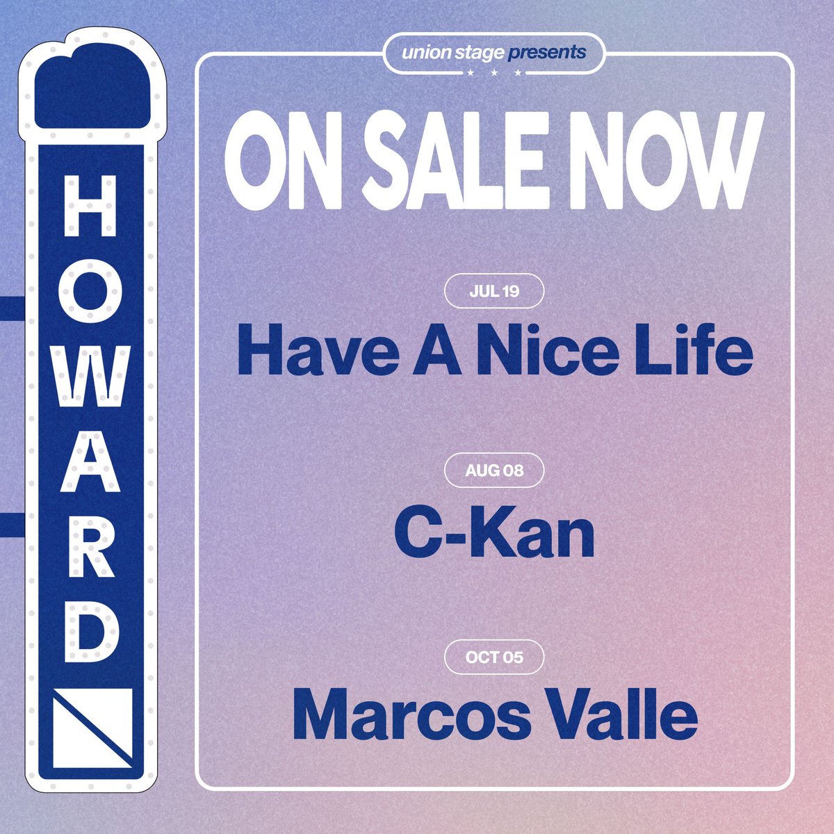 On Sale Now! 7.19 — Have A Nice Life 8.08 — C-Kan 10.5 — Marcos Valle Tickets available at the link in bio.