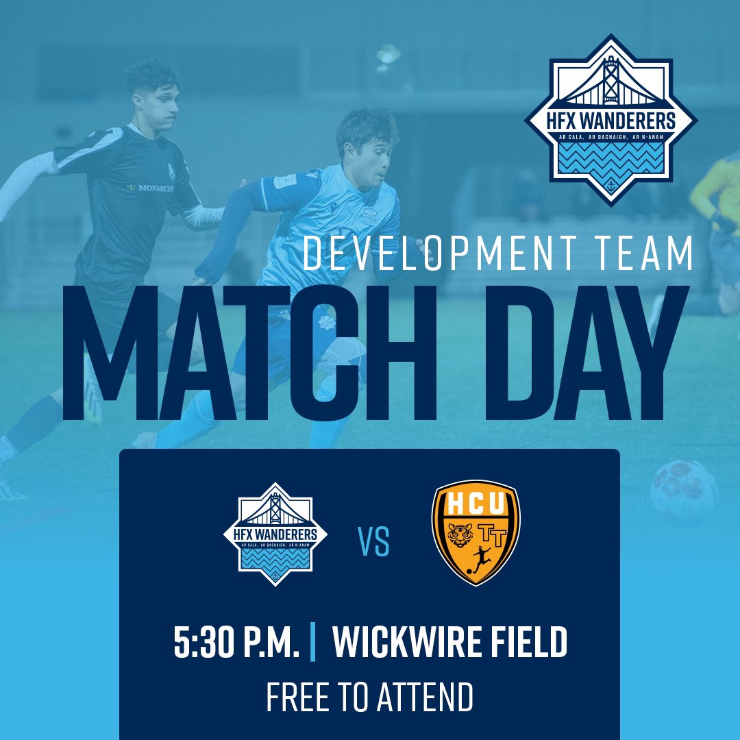 ⚓️ Free night of local soccer ⚽️ Join us at Wickwire Field as the Wanderers Develepment Team faces @hcusoccer Men’s Premiership 👊 Kickoff is 5:30 p.m. ⏰ #TogetherFromAways #COYW