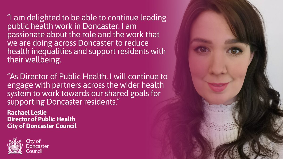 Rachael Leslie has been announced as Doncaster’s new Director of Public Health, following the retirement of Dr Rupert Suckling earlier this year. Read more here: doncaster.gov.uk/News/city-of-d…