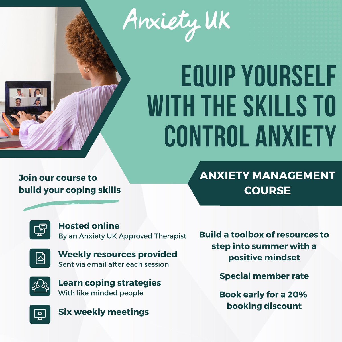 Join us for one of our June Anxiety Management courses! Book early to claim your space at a 20% discount here: anxietyuk.org.uk/products/uncat… #anxietymanagement #therapistledcourse