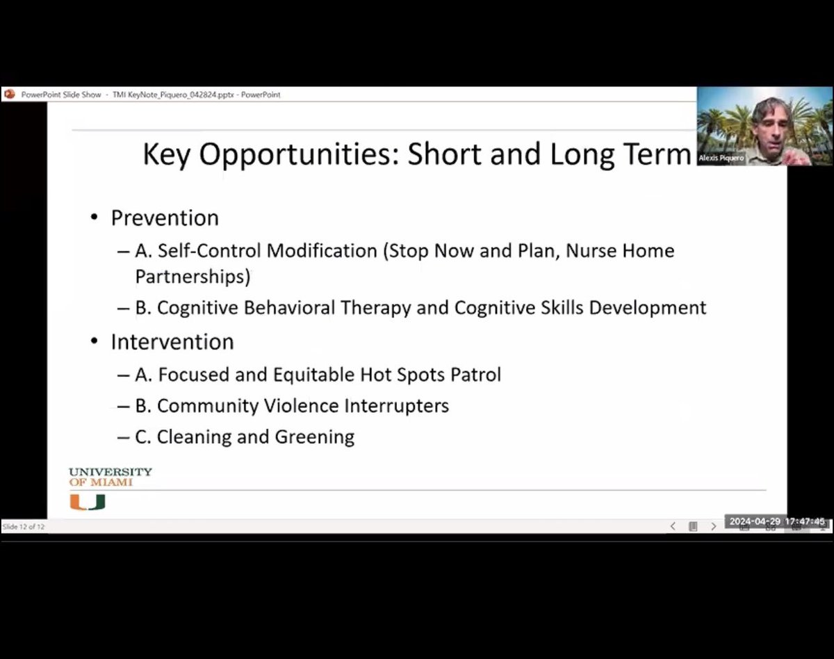 As @DrAlexPiquero says we need to be ‘smarter on crime - on people & places’ #prevention #earlyintervention #crimeprevention #evidencebasedpractice - Key Opportunities Solutions - Strategies @MelissaInstitut @SNAP_CDI