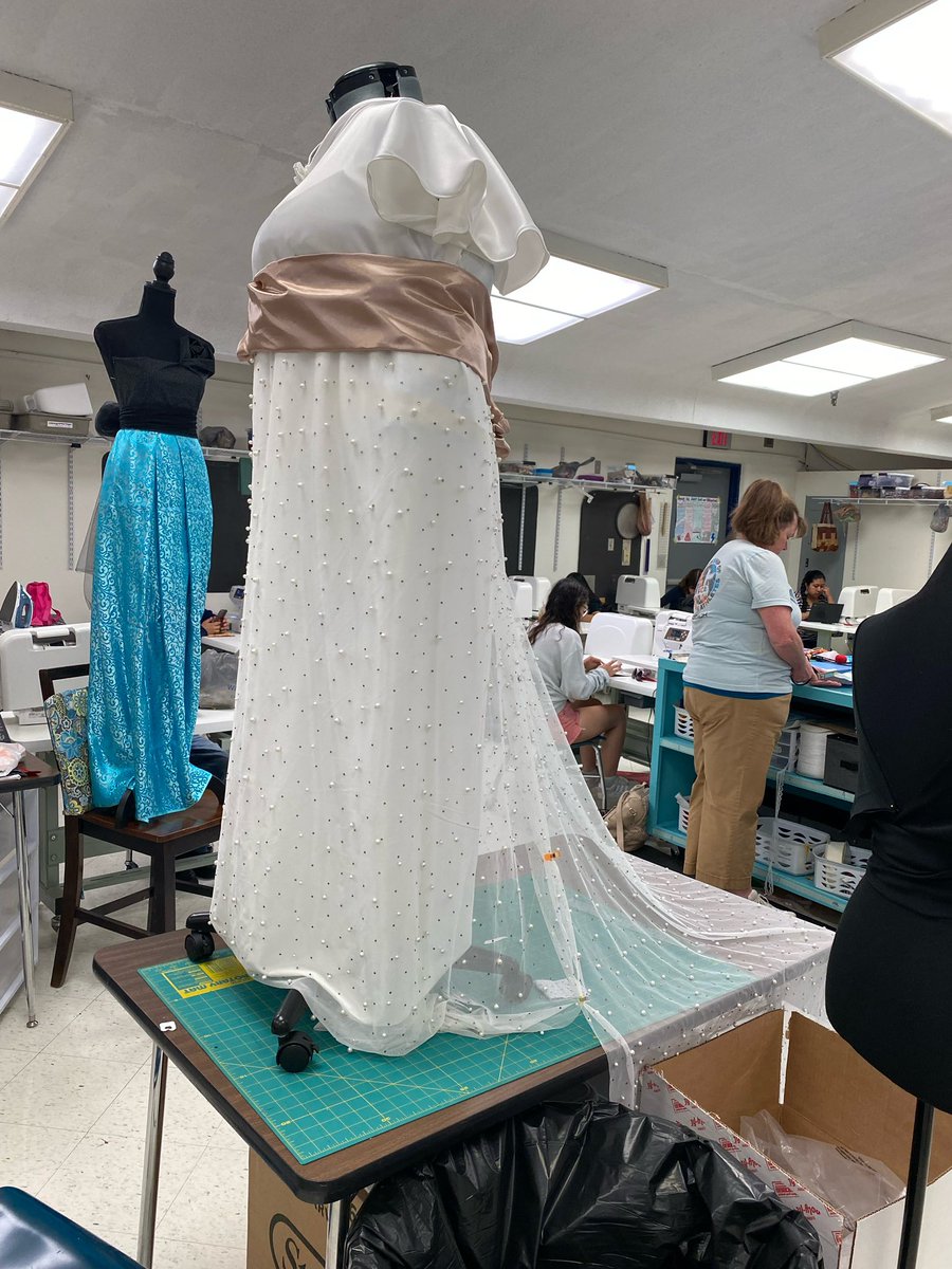 FHS Apparel II students are designing and constructing a wedding dress. #allinBCPS #ignitelearningBCPS #CTEforNC