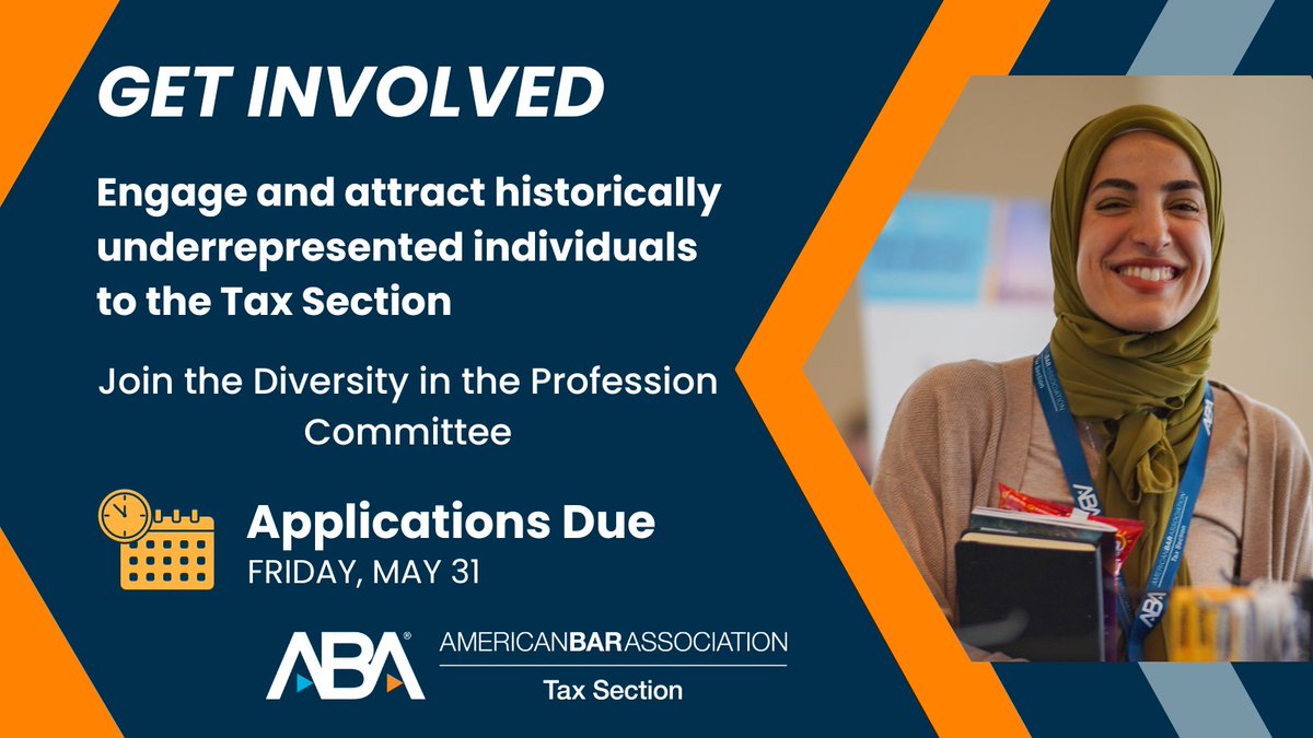 🔎We are seeking volunteers to join the Diversity in the Profession Committee. DIPC ensures diverse voices are heard, investigating systemic barriers & how the Section may break down these obstacles. Learn more: americanbar.org/groups/taxatio… #Tax #TaxLaw #TaxLawyer