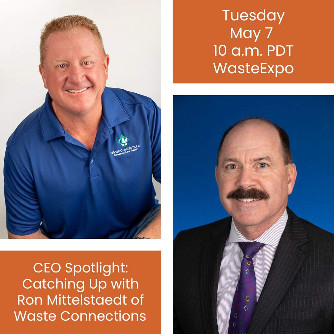 Heading to @Waste_Expo next week? You won't want to miss the CEO Spotlight session where Michael E. Hoffman, incoming president and CEO of NWRA, will sit down with Ron Mittelstaedt, president and CEO of @WasteConnection, for a fireside chat.