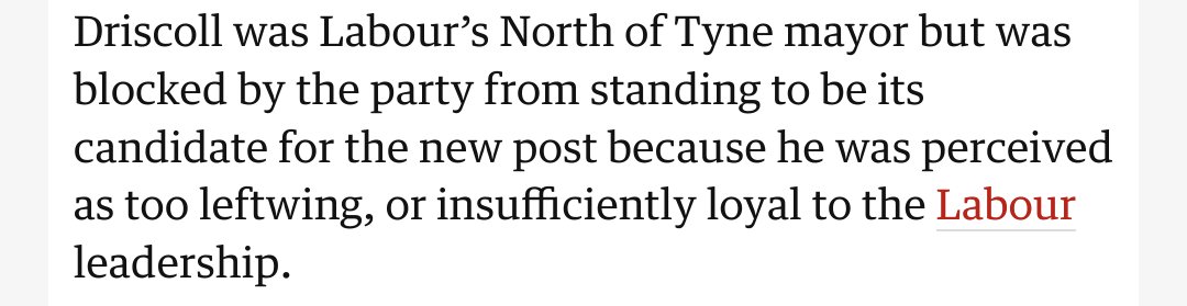 Interesting that now Kim's installed, the Guardian can be up front and honest about about why Driscoll was excluded rather than pretending it was about antisemitism or Ken Loach etc.