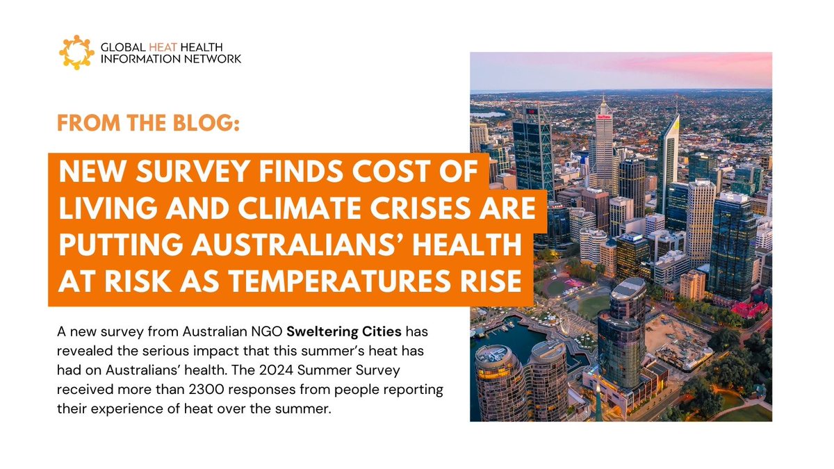 The 2024 @SwelteringCity Summer Survey - the biggest survey on heat, health and homes in #Australia - finds the rising cost of living is impacting whether many people can afford to stay cool and safe amid rising temperatures. ghhin.org/news/new-surve…