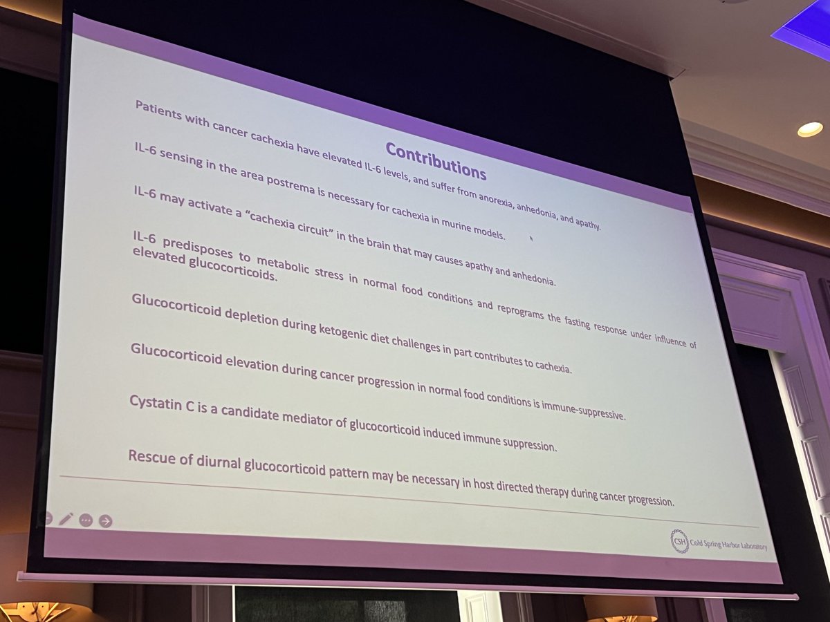 First of the 2 keynote today 2024 Glasgow #PancreaticCancer Symposium Tobias Janowitz present the complex mechanisms of cachexia in cancer. Is dexamethasone use good or bad? 🤔