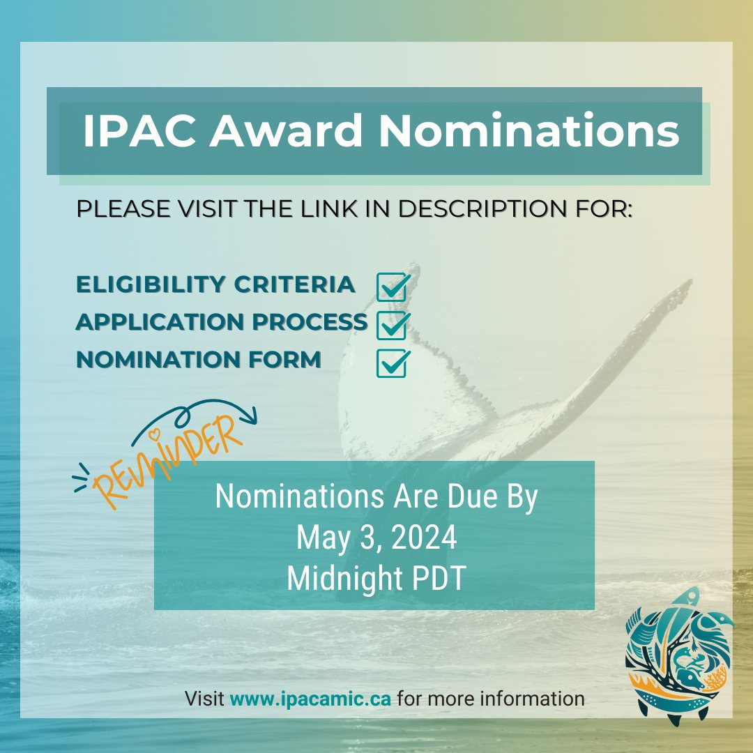 🚨 Last Call! IPAC Awards nominations due May 3rd, Midnight PDT! Don't miss your chance to honour Indigenous healthcare contributions. More details and nomination forms found here: loom.ly/xsa77UU 🏆 #IPACAwards #IndigenousHealthcare 🌟