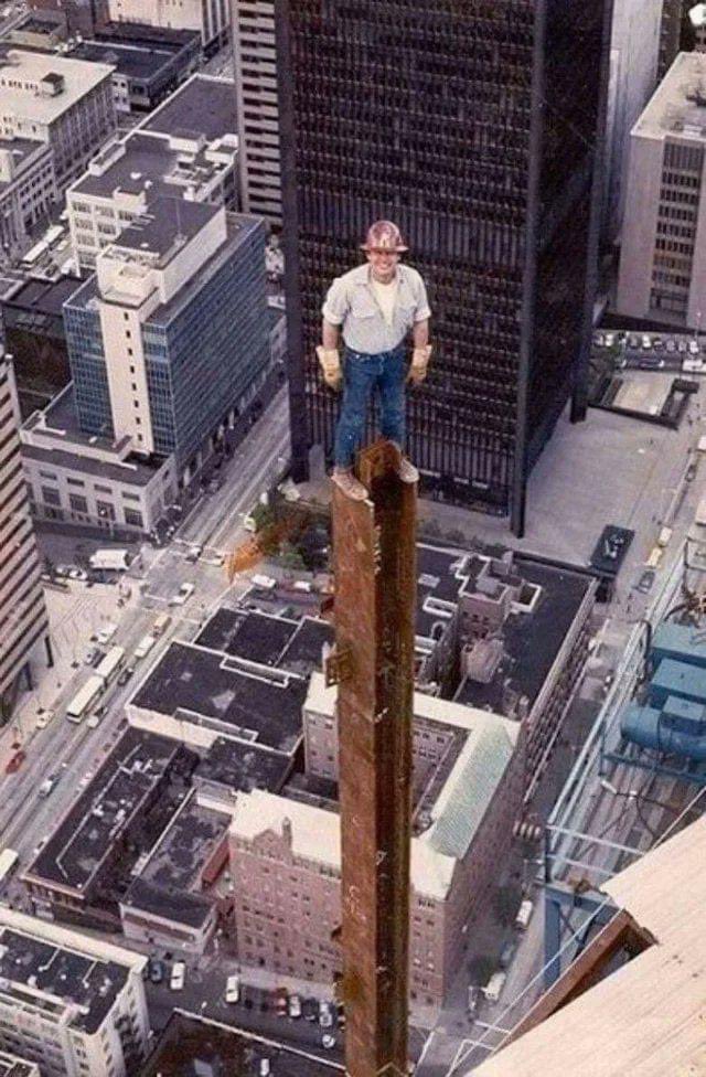 An ironworker during the construction of the Columbia Tower in Seattle 1984