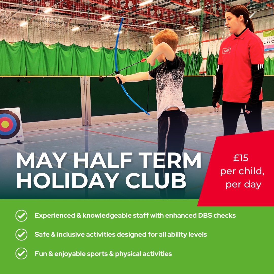 Bookings are open ‼️ May Half Term School Holiday Camp at Benham Sports Arena - Just £15 per day. We’re continuing our School Holiday Activity Camps this May Half Term. The price is just £15 per child, per day. Please book soon if you’d like a place. ⬇️…