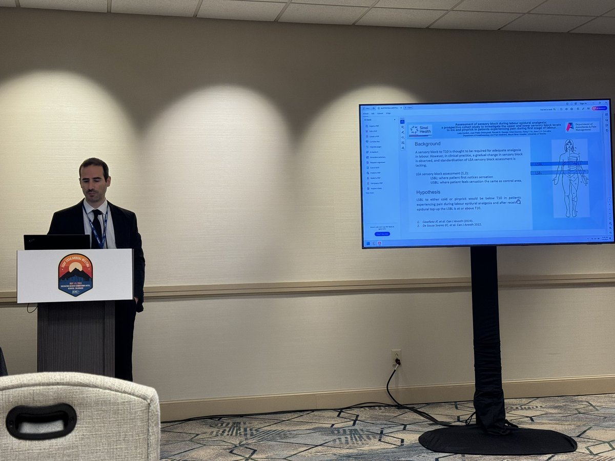 Mega job! Congratulations to Drs. Javiera Vargas and @jpghiringhelli for an excellent presentation of their studies during the research abstract session for neuraxial labor analgesia. #SOAPAM2024 #OBAnes