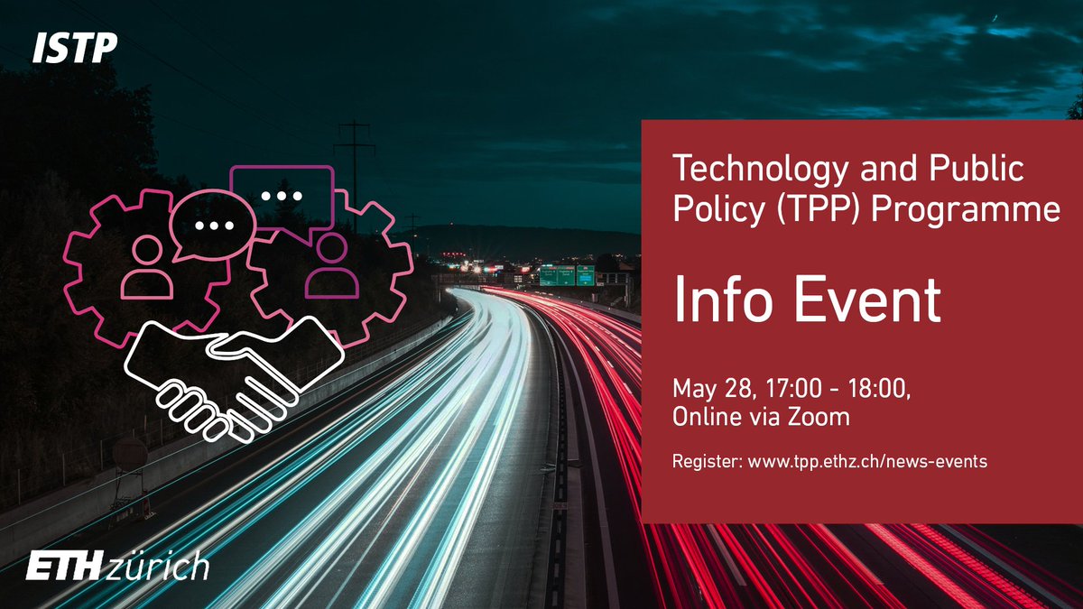 🚀 Take your career to the next level at the intersection of #technology and #PublicPolicy! Reserve your spot now for our upcoming online info event May 28, 2024, and explore @ETH_en Technology and Public Policy (TPP) Programme u.ethz.ch/aGHlk