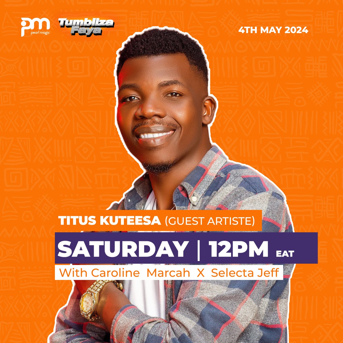 Elevate your soul this Saturday with the inspiring sounds of gospel music. @Tumbiizafaya welcomes the talented @KomezaCarol & @KuteesaTitus live from 12pm to 2pm. Join us for an afternoon filled with faith, music & tales only on @PearlMagicPrime 
#Tumbiizafaya #NdiMulokoleFest24