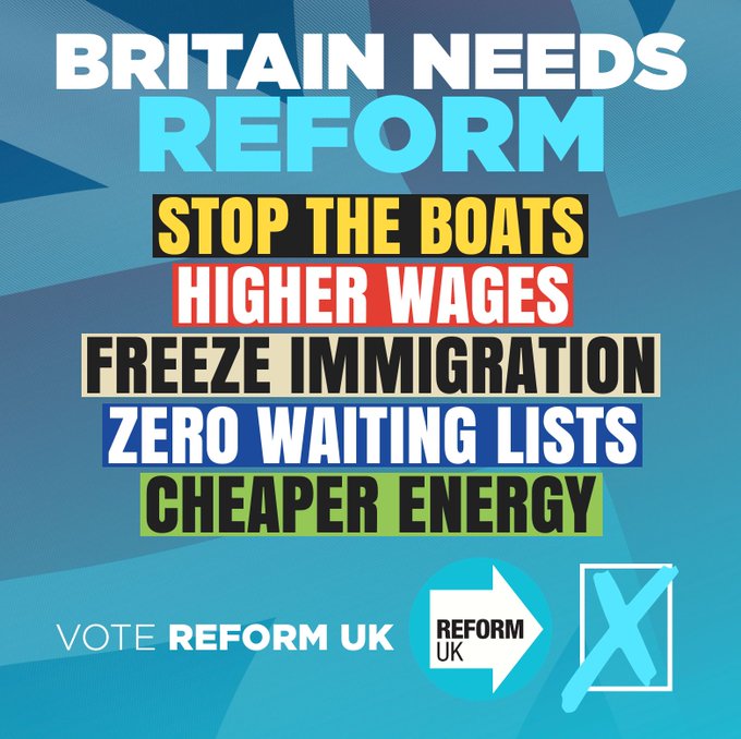 @IanCockerill2 It's time to concentrate on the general election, start the fight back and vote #ReformUK. All conservative voters must switch to Reform. A vote for the Tories is a vote for Labour.