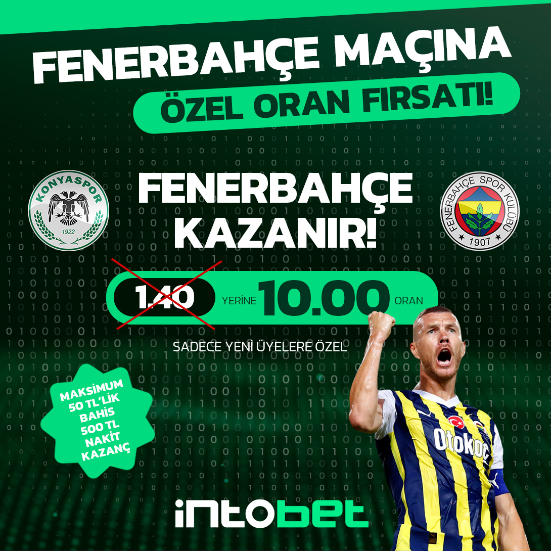 ⚽️ İntobet'ten yeni üye olacaklara harika kampanya! Fenerbahçe, Konyaspor maçında kazanırın oranını 1.40'dan 10.00'a yükselttik. Üstelik kupondan oluşan kazancınız bonus olarak değil, NAKİT olarak hesabınıza yansıyacaktır! İntobet Kampanya: bit.ly/3UIAJgf