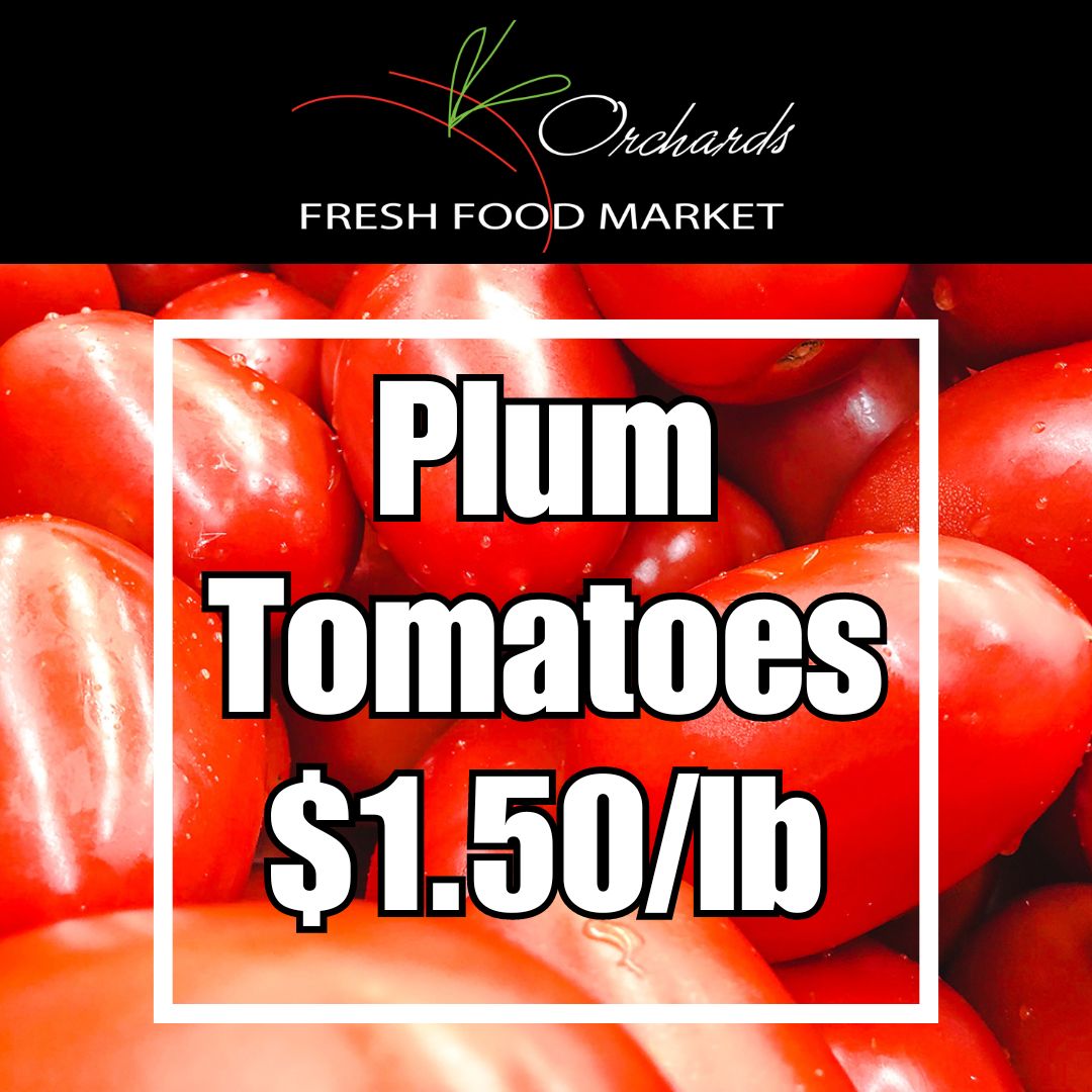 Cluster, Plum & Beefsteak Tomatoes are on sale for $1.50/lb! While Supplies Last or until Monday May 6th, 2024! #tomatoesfordays #produce #SaleAlert #onlyatorchards #wherefreshcomesfrom