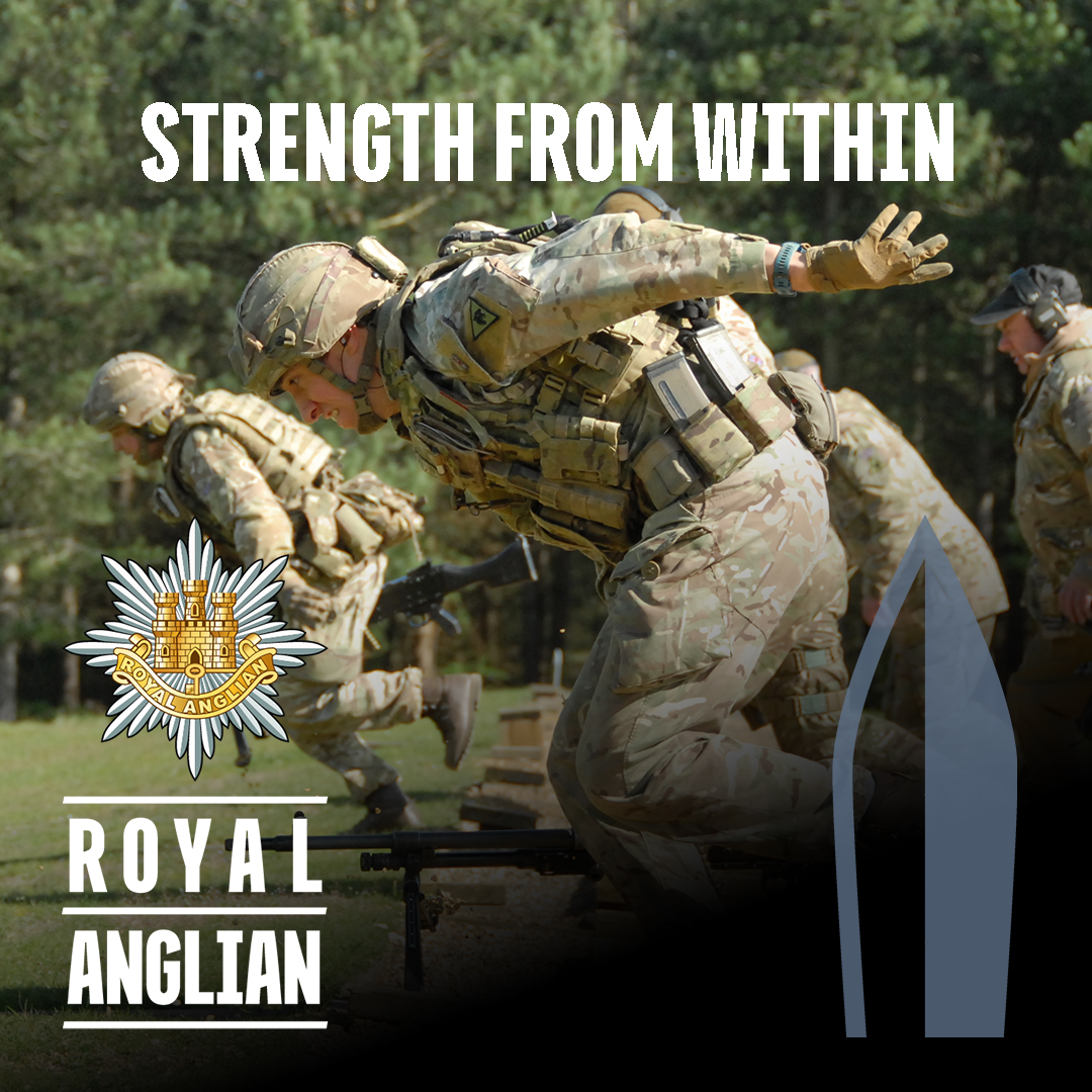 Our Soldiers, Regulars and Reserves, train hard to be prepared to support Exercises and Operations. STRENGTH FROM WITHIN. 
Search Royal Anglian Regiment.

#RoyalAnglian #StrengthfromWithin #Soldier #Army