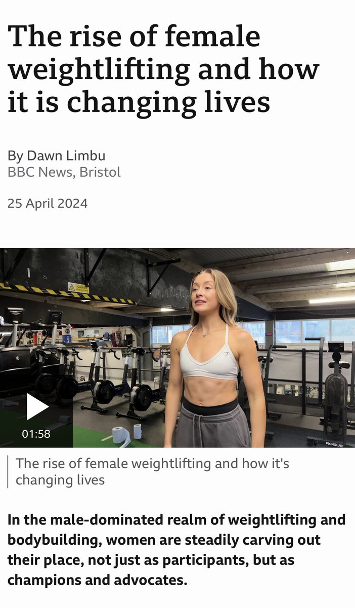 Pleased to be interviewed by @BBCNews to discuss the rise & evidence for benefits of weight lifting among females Great progress but much more to do to close the gender exercise gap bbc.com/news/uk-englan…
