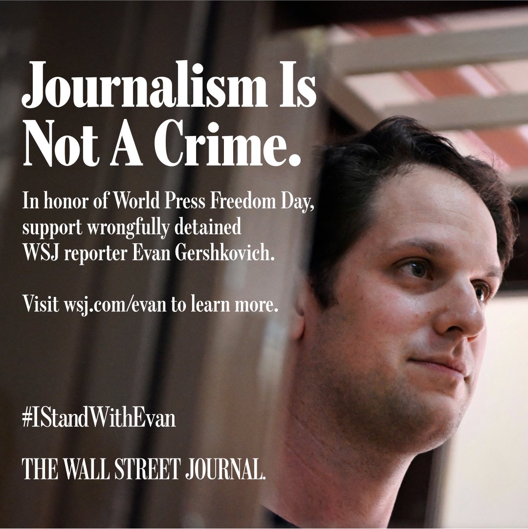 More than a year ago, Wall Street Journal reporter Evan Gershkovich was detained in Russia for doing his job.

He remains in a Moscow prison.

We’re offering resources for those who want to show their support for him. #IStandWithEvan 🧵
on.wsj.com/4a5Mn9J